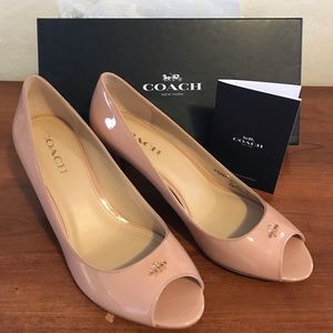 Coach Peep Toe Pumps, Nude